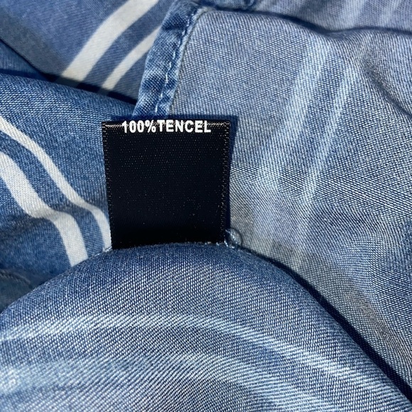 Women’s Tencel‎ white&blue midi sleeveless shirt dress Sz small - Picture 4 of 11